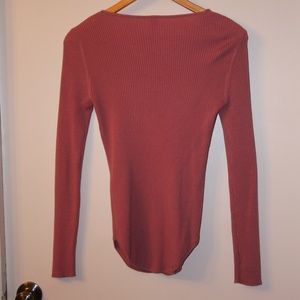 No Boundries pink rib knit sweater/w laced front